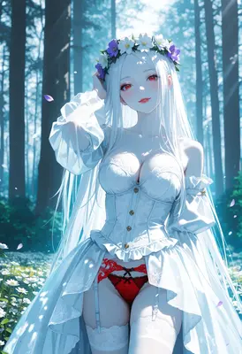 Ethereal White Haired Beauty in Forest