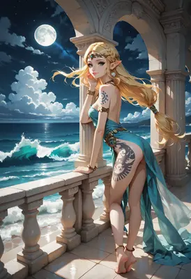 Moonlit Princess by the Ocean