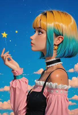 Girl Reaching for Floating Stars