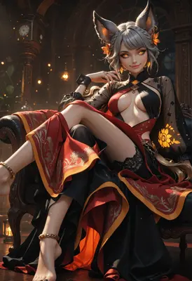 Elegant Fox Spirit in Royal Chambers