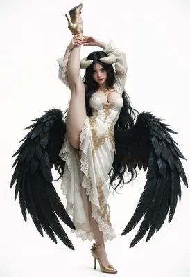 Elegant Succubus with Black Wings