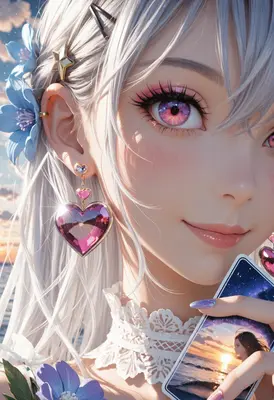 Ethereal Beauty Holding a Sunset Memory