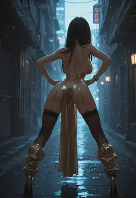 Golden Glimmer in the Rain
