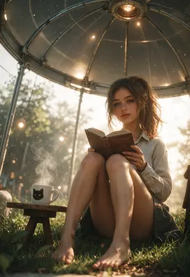 Serene Afternoon Reading in the Greenhouse