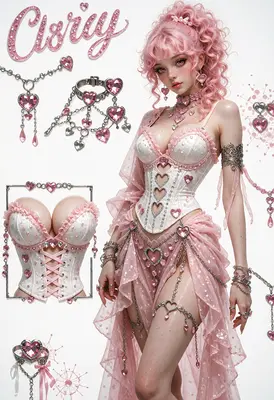 Pink Heart Crystal Princess Design Sheet