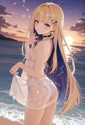 Starlit Beachside Beauty at Sunset
