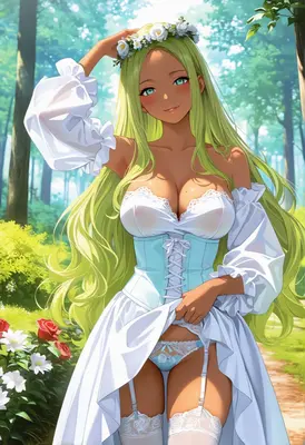 Sunlit Forest Maiden with Floral Crown