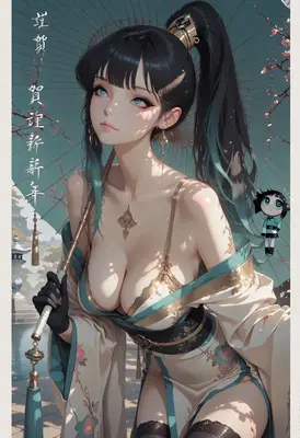 Elegant Beauty with Traditional Umbrella