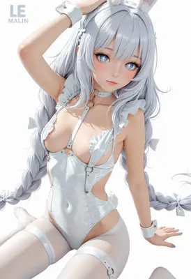 Ethereal White Bunny Girl Portrait