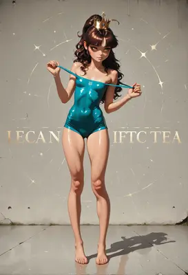 Crowned Princess in Teal Latex