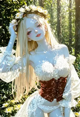 Blonde Maiden in a Sunlit Forest