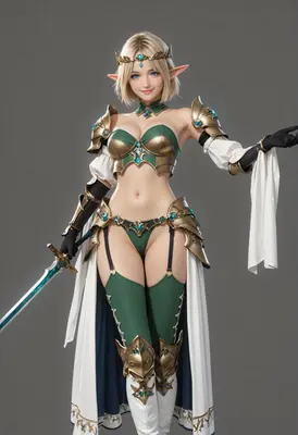 Elegant Elven Warrior in Golden Armor