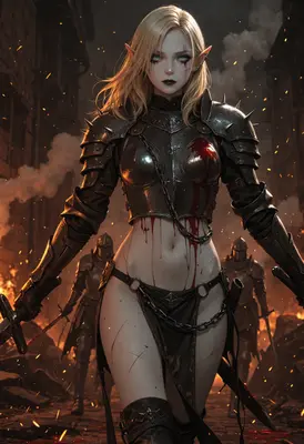 Bloodied Elf Warrior Amidst The Ruins