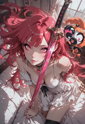 Pink Haired Warrior with Her Companion