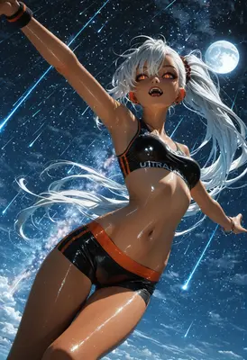 Celestial Athlete Under Falling Stars