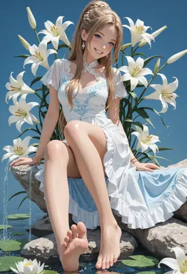 Radiant Beauty Among White Lilies