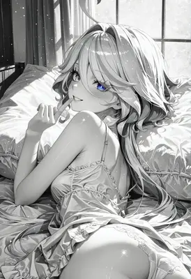 Resting Beauty with Piercing Blue Eyes