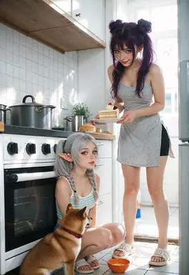 Serving Cake in a Cozy Kitchen
