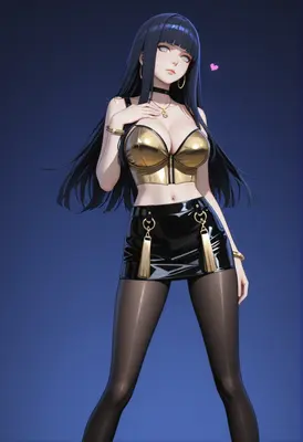 Elegant Hinata in Gold and Leather