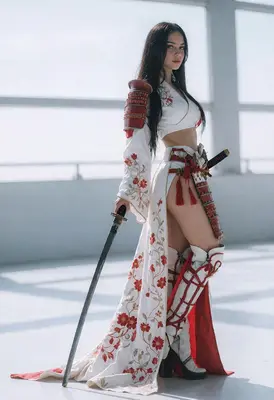 Elegant Samurai Warrior in White