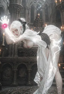Sorceress Conjuring Arcane Lightning