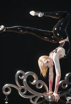 Acrobatic Blonde in Sleek Latex