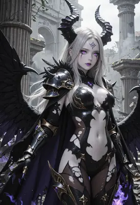 Ethereal Fallen Angel in Ruined Temple