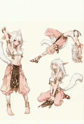 Elegant White Fox Girl Character Sheet