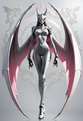 Ethereal White Winged Mecha Demon