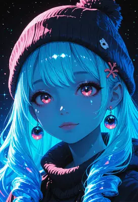 Starlit Eyes in Neon Glow