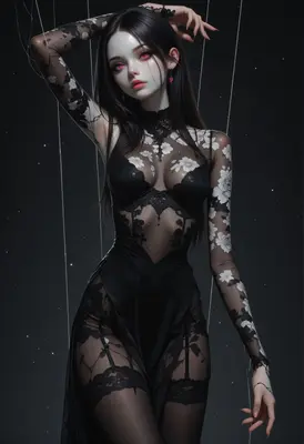Gothic Marionette with Floral Lace