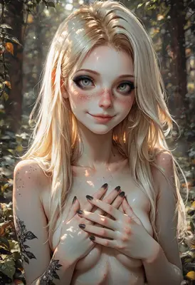 Ethereal Blonde Beauty in Forest Sunlight