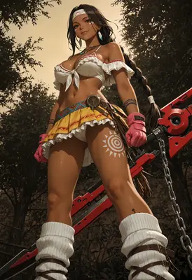 Tribal Warrior with Red Mechanical Blade