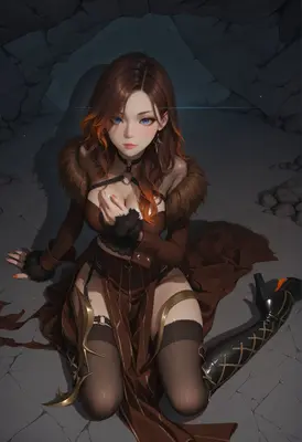 Elegant Brunette in Fur Trimmed Attire