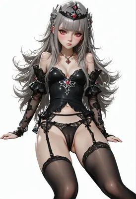 Gothic Princess in Lace Lingerie