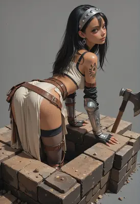 Warrior Resting Amidst Stone Ruins