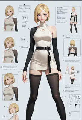 Blonde Character Design Reference Sheet