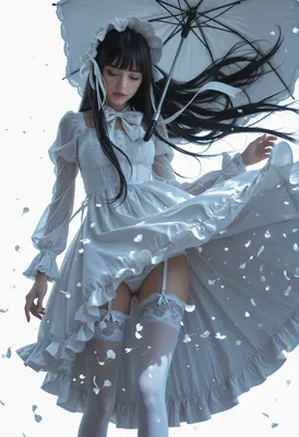 Ethereal Maiden with White Parasol
