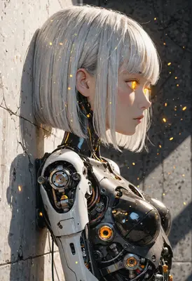 Android with Glowing Amber Eyes