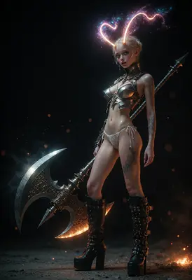 Ethereal Warrior with Glowing Energy Horns