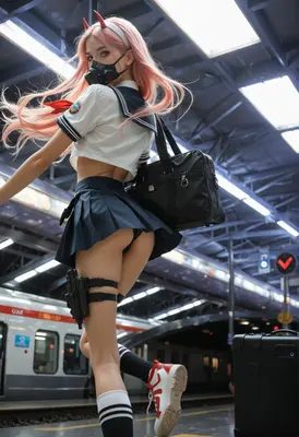 Zero Two Cosplay at Subway Station