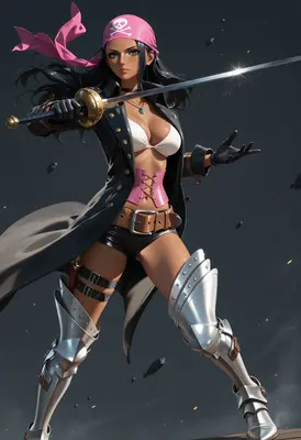 Fierce Pirate Swordswoman in Combat