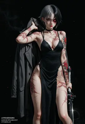 Scarred Warrior in Black Dress