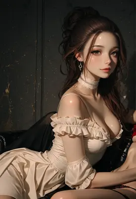 Elegant Beauty in Soft Cream Dress