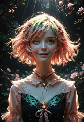 Radiant Beauty Among Spring Blossoms