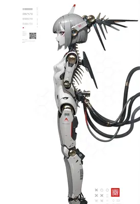 Futuristic Android With Exposed Mechanical Spine