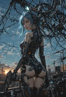 Cybernetic Guardian Against The Sunset