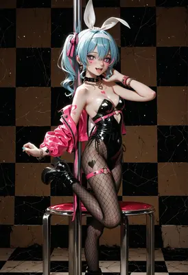 Playful Bunny Girl in Latex Gear