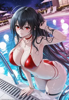 Midnight Swim with Crimson Eyes
