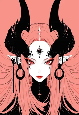 Ethereal Demon Queen with Pink Hair